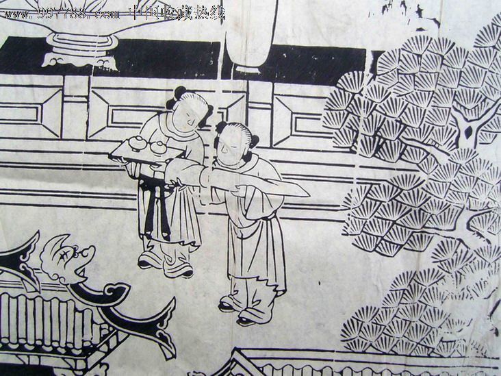 老木刻版画●《忠孝堂》1套2大张.共有18个人物,收藏珍品.
