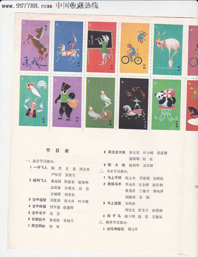 1981年中国杂技团马戏队演出节目单