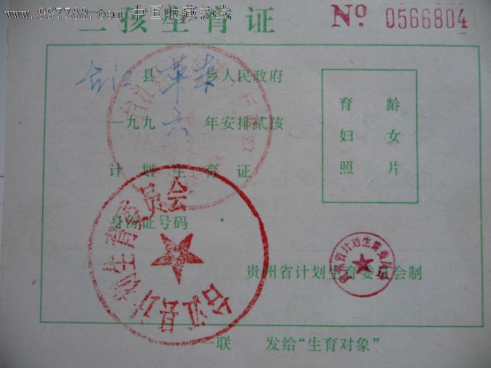两孩生育证