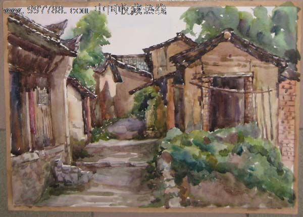 水彩画——小巷2_水粉/水彩原画【西画专营店】_第1张_七七八八字画网
