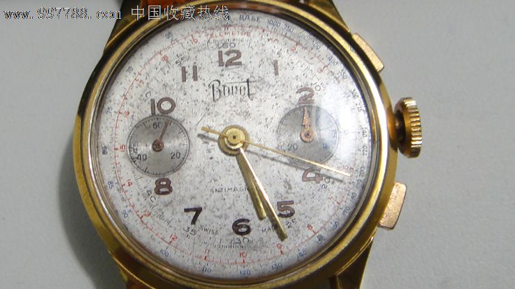 40年代瑞士(播威bovet)多功能腕表18k包金二手机械手表