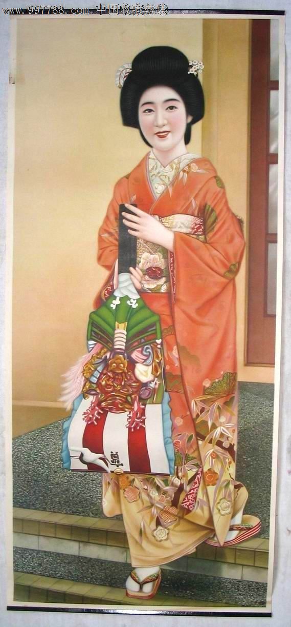 民国老月份牌日本老年画,年画\/宣传画,绘画稿印