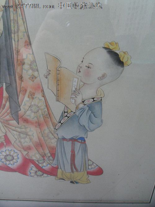国画教子图