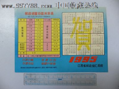 95年"邮政储蓄存款利率表"年历宣传片(珍稀史料,罕见)图片