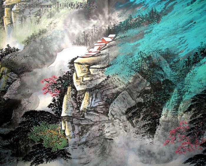 张生平山水画,高山流水,小八尺,精品推荐收藏,11198_价格1600元_第4张