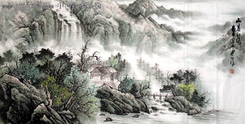 赵连生\/国画\/山水画\/四尺\/山寨新绿\/21382-价格