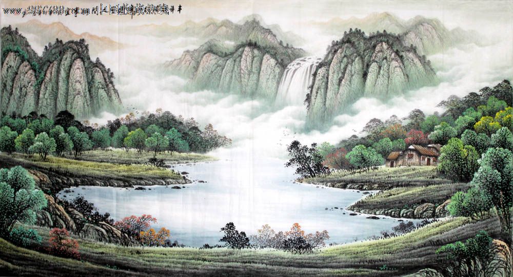 王新福国画山水画六尺丰年祥瑞从天降21390