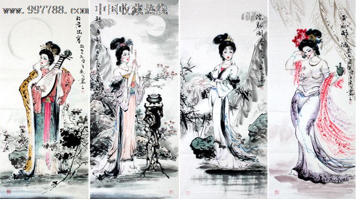 唐逸飞人物画/<em>古代四大美女</em>四条屏/四条屏/家居