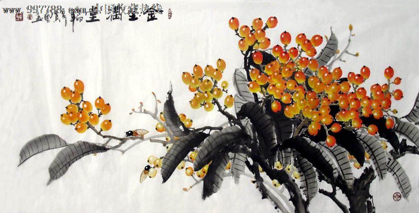 黄艺·四尺精品花鸟瓜果,花鸟国画原作,蔬果画原画,工笔淡彩画法,21