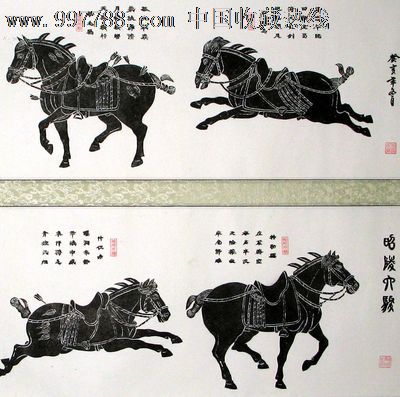 【立轴类】李军花鸟画,唐王昭陵六骏,精美礼品装饰画