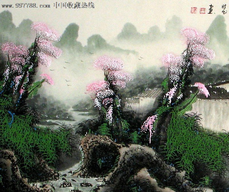 【立轴类】王时飞山水画,鸟语花香,精美礼品装饰画,推荐收藏,z2547