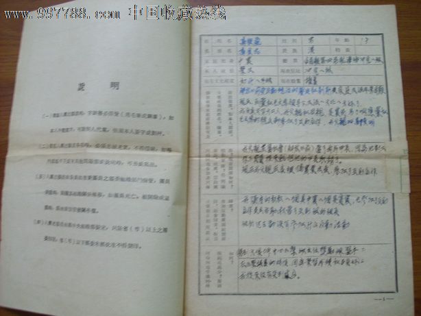 入团志愿书1954年,其他单据\/函\/表,其他单据\/函