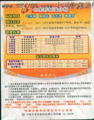 七乐彩玩法介绍_价格元【旭东集藏】_第1张_中国收藏热线