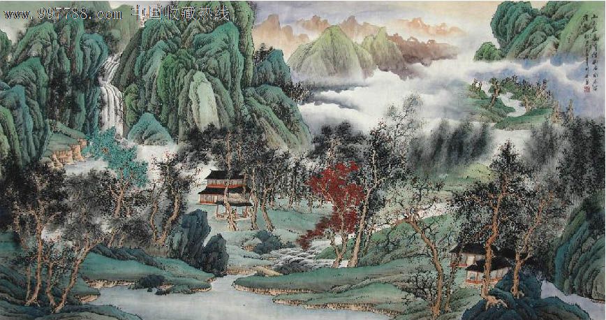 秦明芳·大八尺工笔山水,山水国画原作【泓宝斋】_第1张_七七八八山水