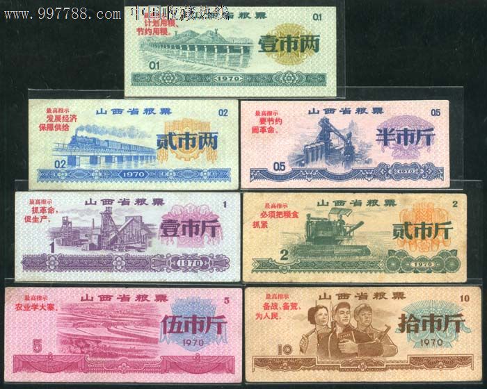 1970年山西省粮票7全-价格:2280元-se141559