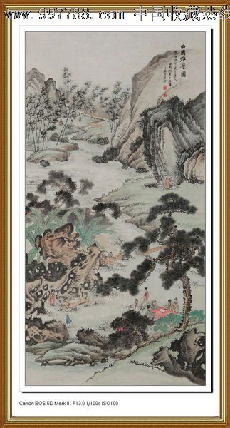 一枫斋精品国画仿古山水画四尺中堂陈少梅西园雅集图