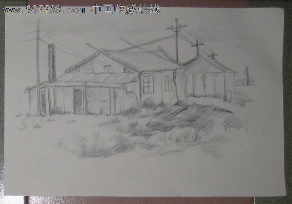铅笔画--老房子-素描\/速写--se14295623-零售-七七八八字画网