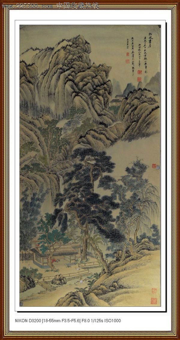 精品国画山水画名家王翠四尺中堂作品松风书屋图