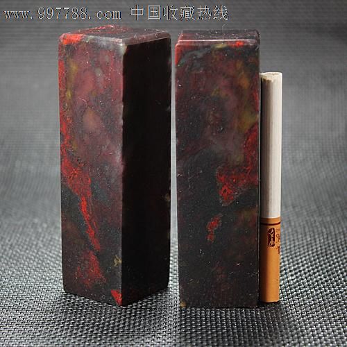 宜居品阁天然桂林鸡血玉红碧玉鸡血石印章小方章对章yws673