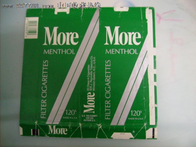 美国标绿摩尔,烟标\/烟盒,软标,含焦标,正常流通