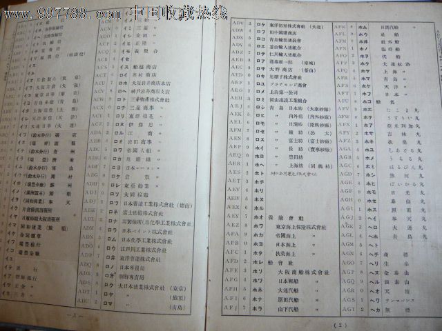 1938年日本纺织侵华电信暗号--昭和十年启用的电信密电码