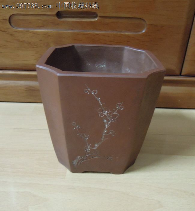 文革时期紫砂花盆(小仙作,石声刻)