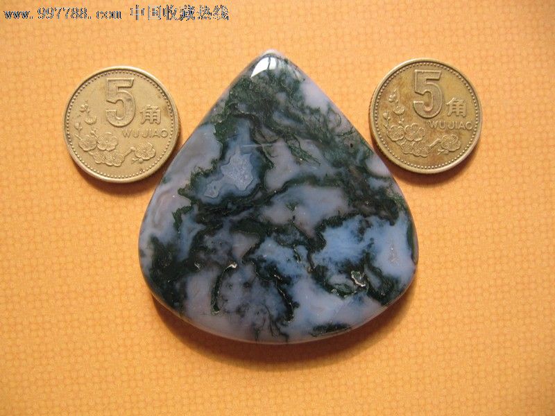 绿水草玛瑙吊坠原石,玛瑙,年代不详,绿色,印度,项链/挂件,se15225762