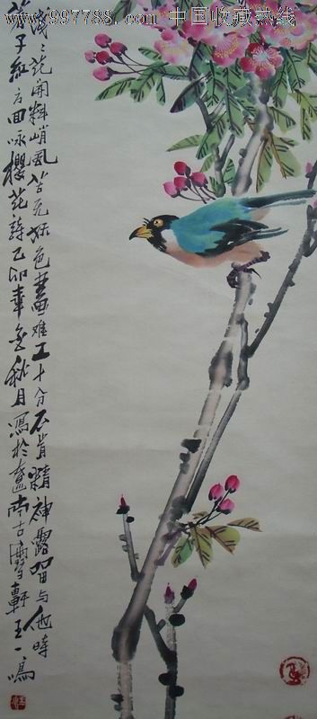 王一鸣精品樱花小鸟,花鸟国画原作,其他花鸟画原画