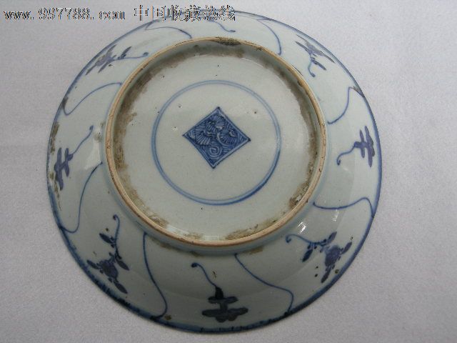 【山西旭祥阁】青花瓷器清三代雍正灵芝茶花图青花瓷盘