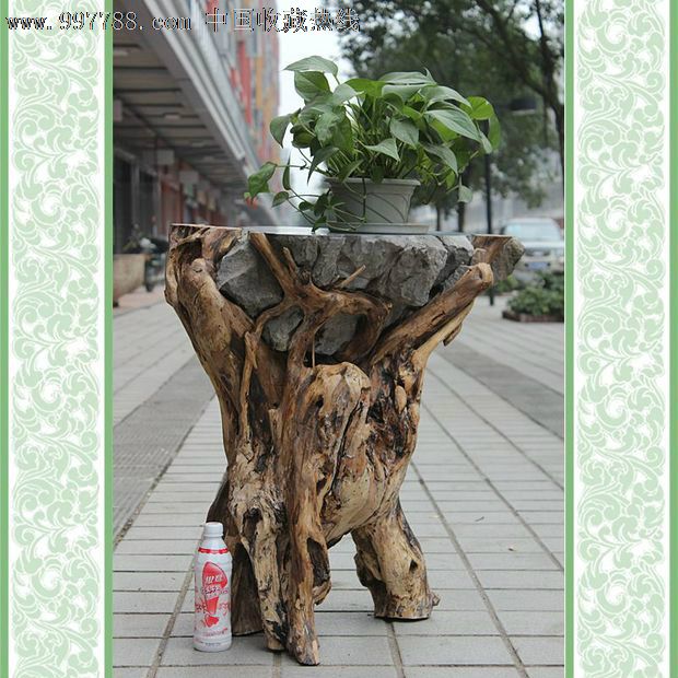 送礼佳品/天然根雕奇石/老糠木根抱石/根艺摆件花架