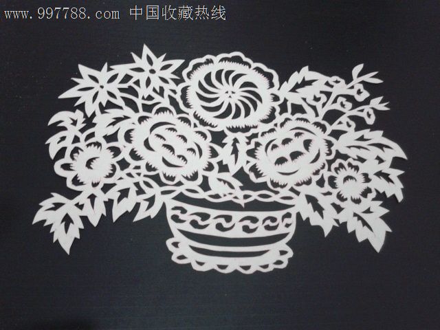 花篮剪纸,传统风格_剪纸\/窗花_杂货园子