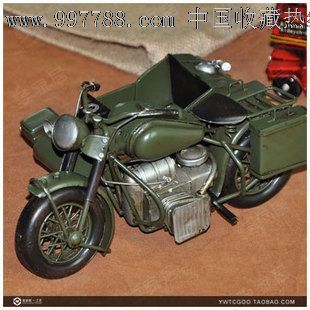 复古模型1940年宝马三轮挎斗摩托车模型新房