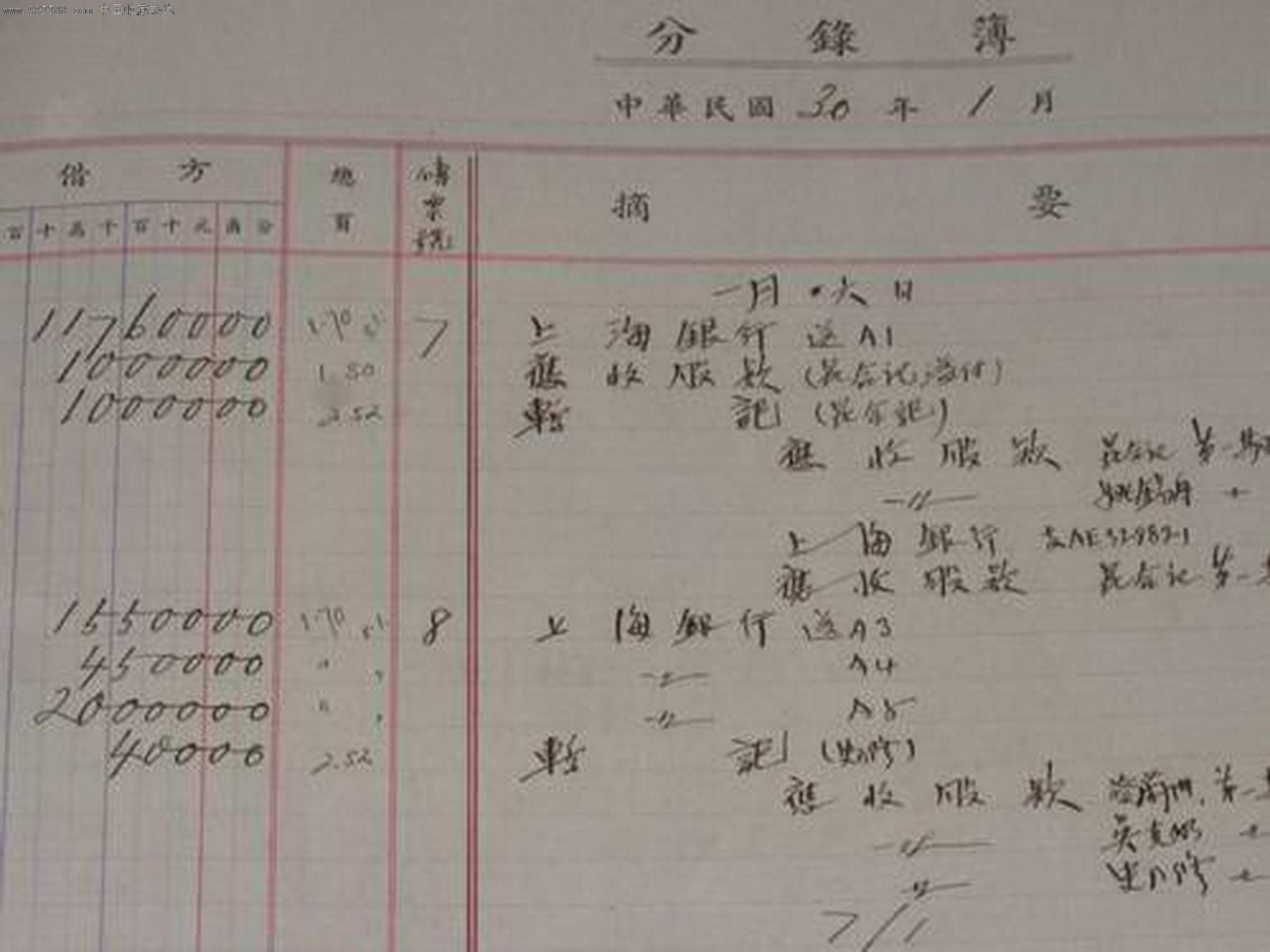 中国水泥股份有限公司账本:分类簿(民国30年--