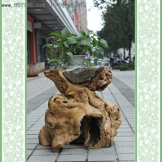 送礼佳品/天然根雕奇石/老糠木根抱石/根艺摆件花架花台yw344