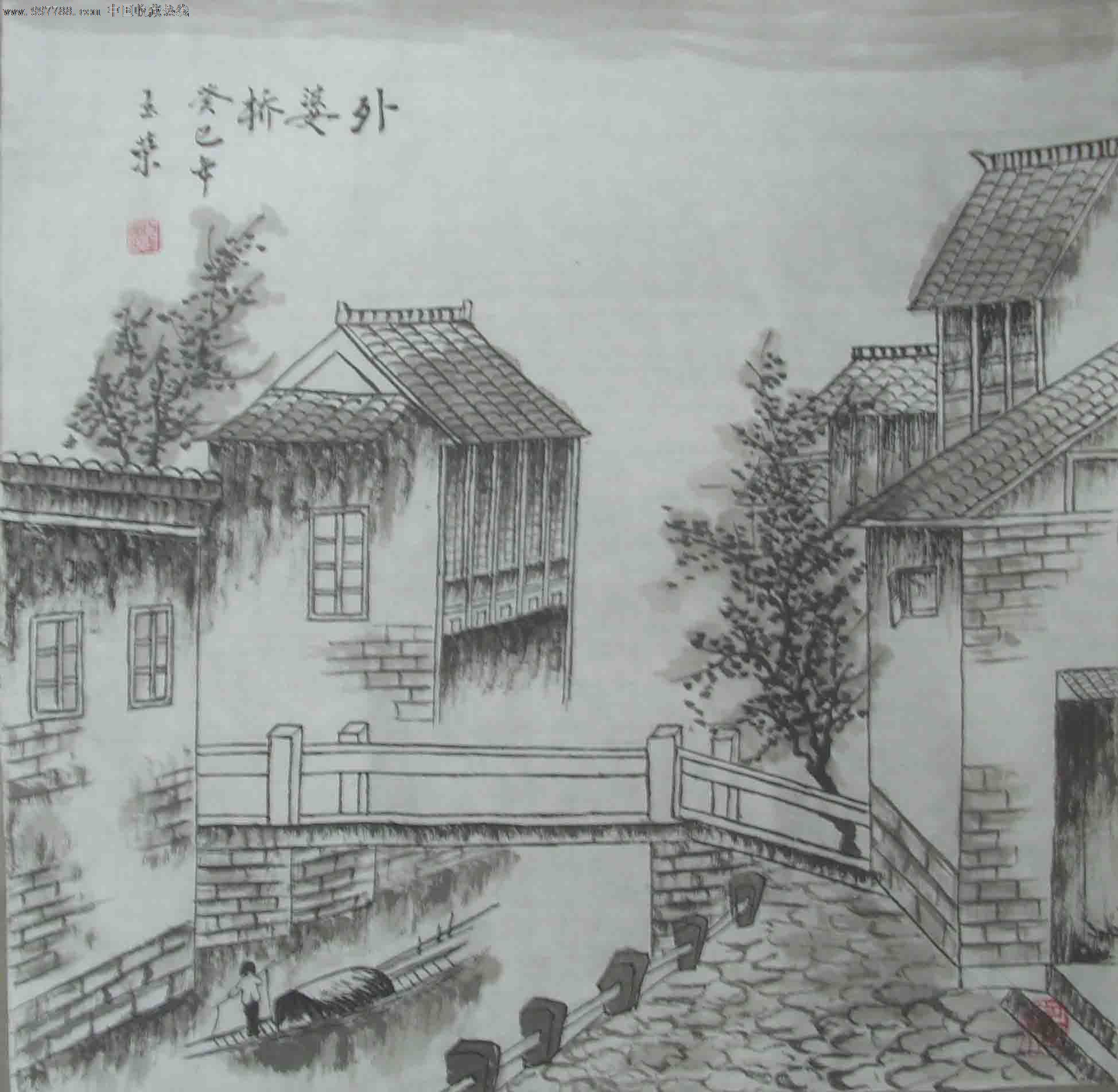 白玉荣:130214006外婆桥_山水国画原作_中华爱心书画