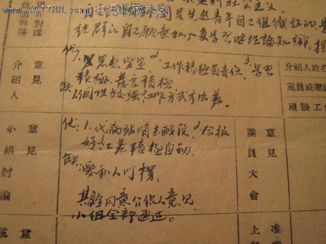 中国新民主主义青年团入团志愿书_申请书\/函_