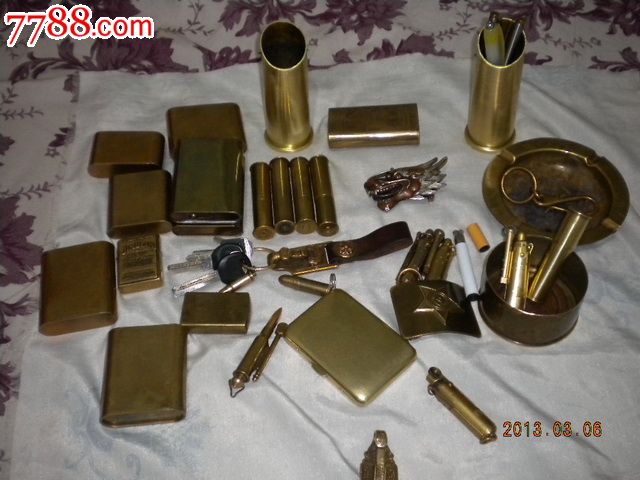 纯铜炮弹壳笔筒_笔筒_珍藏小店