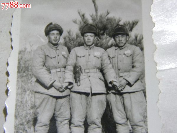 志愿军三人合影照片,老照片-- 小型合影照片,老