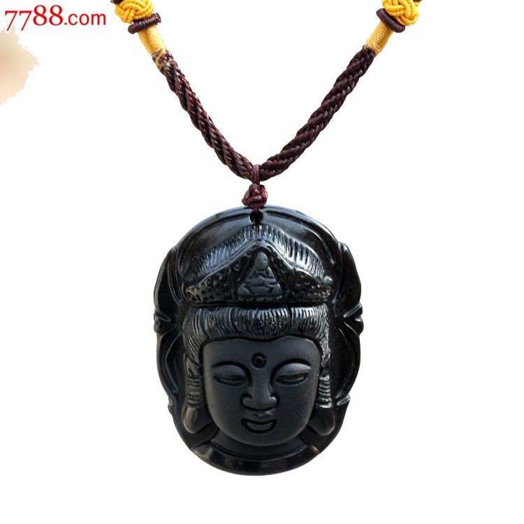天然黑曜石观音吊坠-价格:120元-se16724386