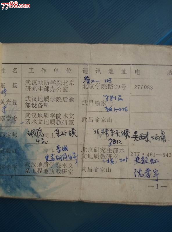 北京地质学院水文系1956年毕业同学录