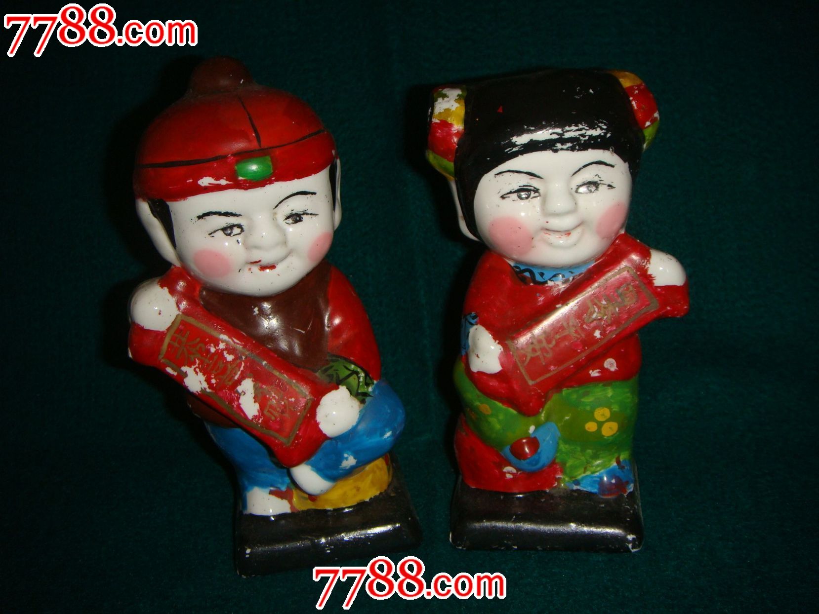 一对童男童女-彩绘瓷\/彩瓷--se17029967-零售-中国收藏热线