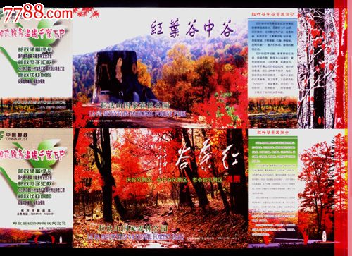 邮资门票-111,吉林省红叶谷中谷景区,世界坛和吉林雾松2种邮资图门票