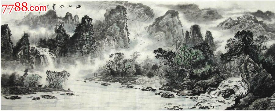 山水国画原作-山水国画原作 属性: 水墨山水原画,,2010-2019年,,六 