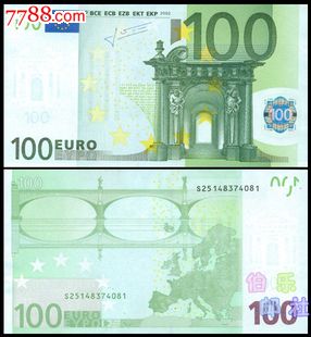 【欧洲纸币】全新unc欧洲100欧元纸币欧盟s冠意大利2签