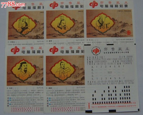 齐鲁风采-2005齐鲁先贤票,36全,3点说明,背开奖