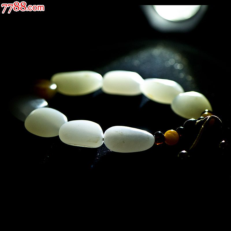 新疆和田玉黄皮白玉籽玉手链_和田玉_御府玉器