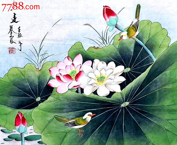 【名家精品】中国著名工笔画家【秦霞】花鸟《香远》68*68cm