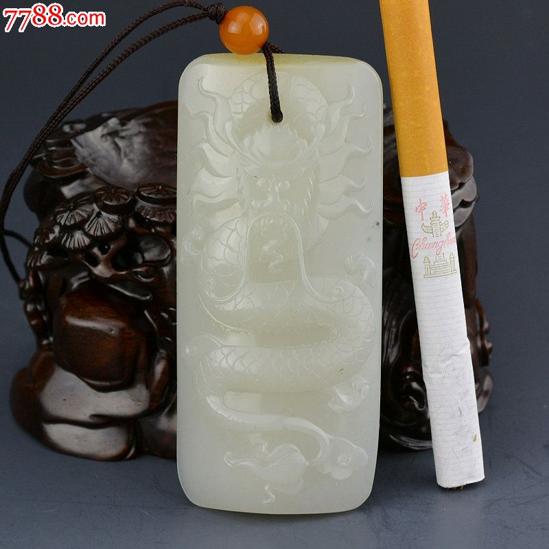 新疆和田玉白玉籽料牌子龙行天下_中国