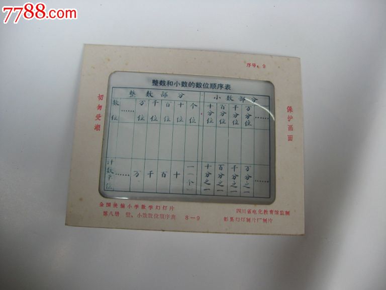 全国统编小学数学教学幻灯片--第八册整、小数数位顺序表8-9，序号:9_幻灯片_思宋斋【中国收藏热线】
