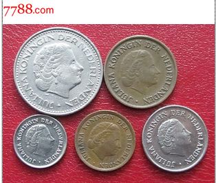 【欧洲】荷兰5枚硬币老版外国钱币套币_外国